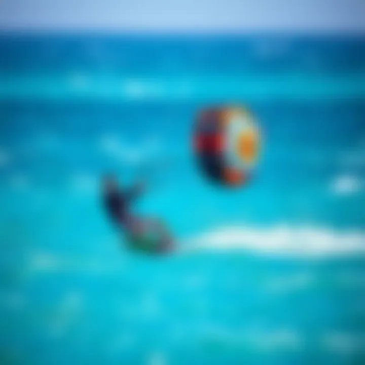 Kitesurfer maneuvering skillfully with a Liquid Force kite in a vibrant sea