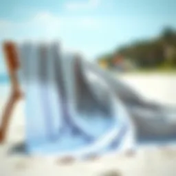 Stylish surf robe towel draped on a beach chair