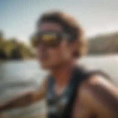 User enjoying water sports wearing Oakley Holbrook Prizm Black sunglasses