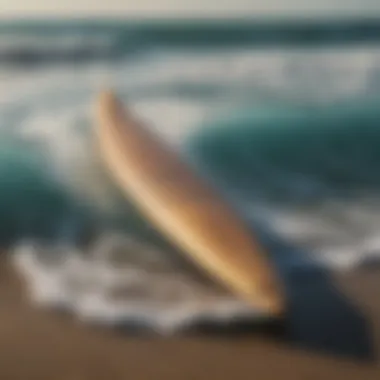 Close-up view of a sleek ocean foil surfboard showcasing its streamlined design