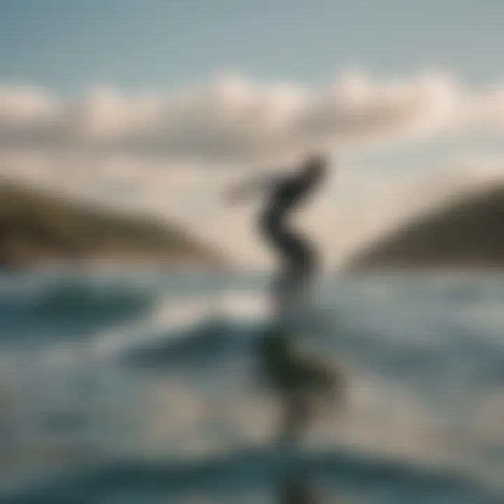 Surfer gliding effortlessly above the water on a foil surfboard