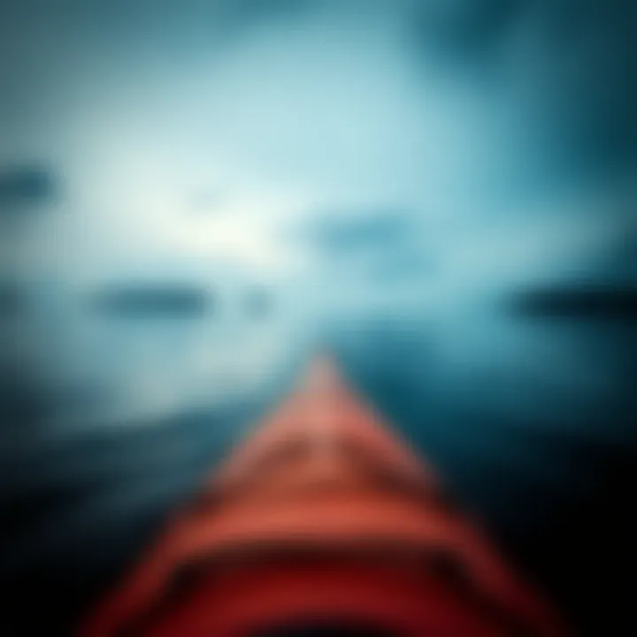 A close-up of a kayak gliding through calm waters