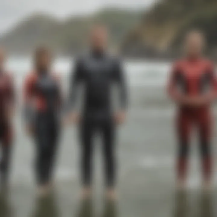 Side-by-side comparison of various O'Neill wetsuit models