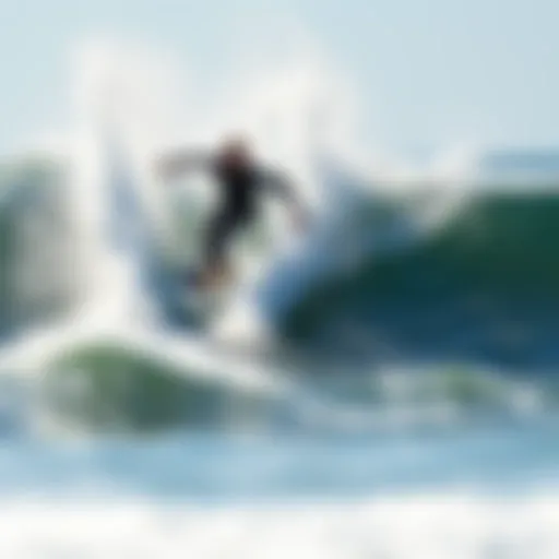 Dynamic view of a powered surfboard slicing through waves