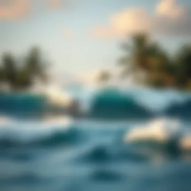 Tropical Surfing Paradise A surfer catching a perfect wave in a tropical setting