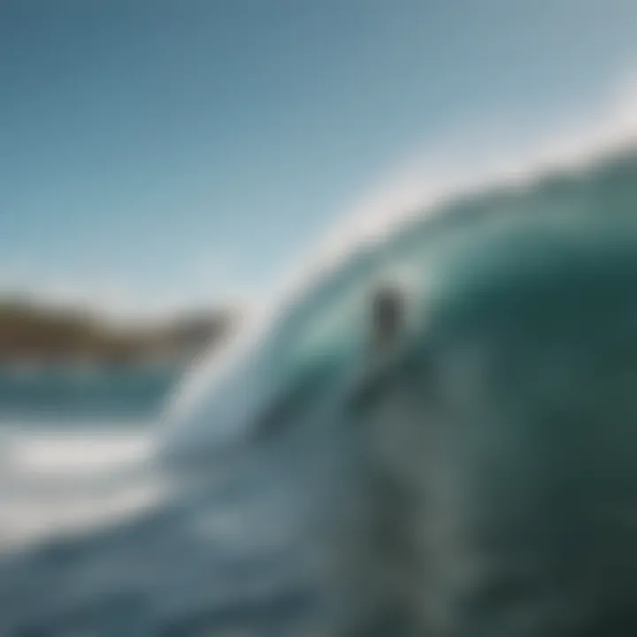 A surfer catching a wave at a popular surf spot