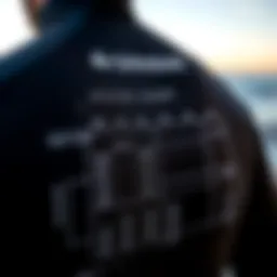 Close-up view of a wetsuit's sizing chart