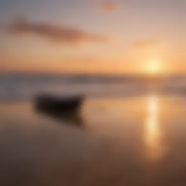 Calm beach at sunset with gentle tides