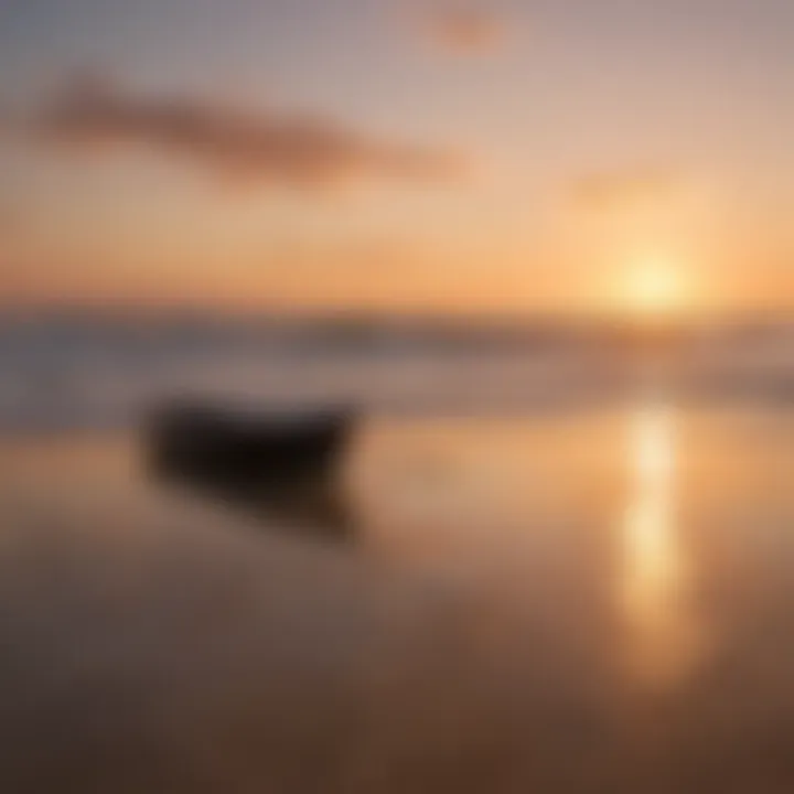 Calm beach at sunset with gentle tides