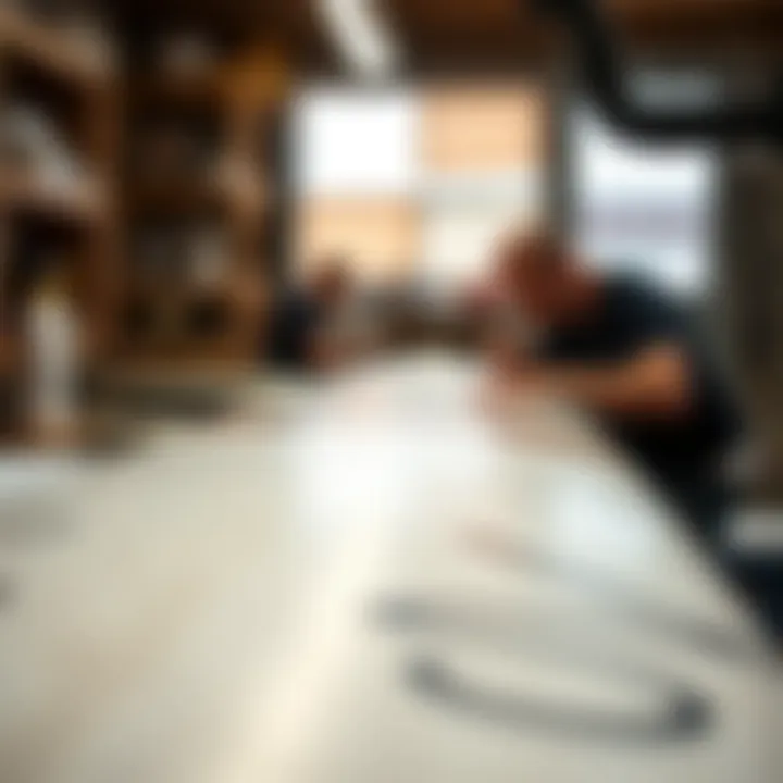 Innovative Design in Surfboard Creation Innovative design elements being added to a custom surfboard