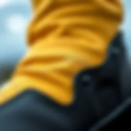 Close-up of a 5mm bootie showcasing its material texture and stitching