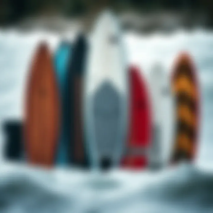 Varied skimboard shapes showcasing unique designs