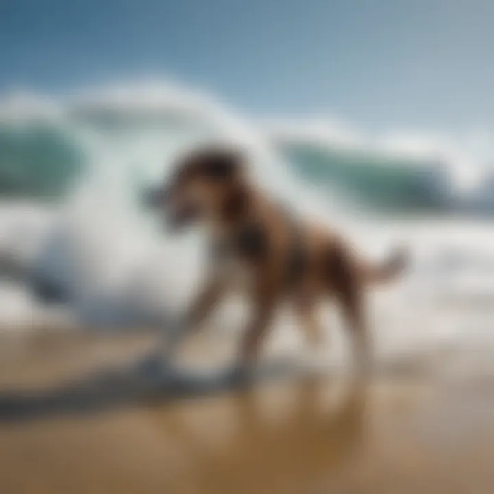 Illustration of surf conditions affecting leash length choice