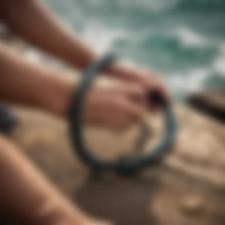 Artisan crafting a surf style bracelet with natural elements