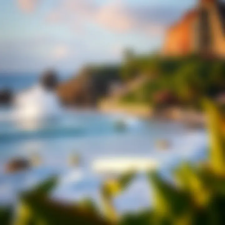 Scenic view of a popular surfing destination