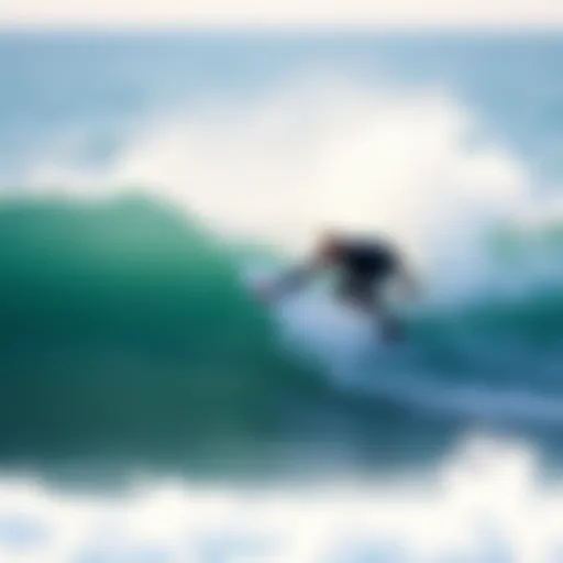 Surfing wave rider in action