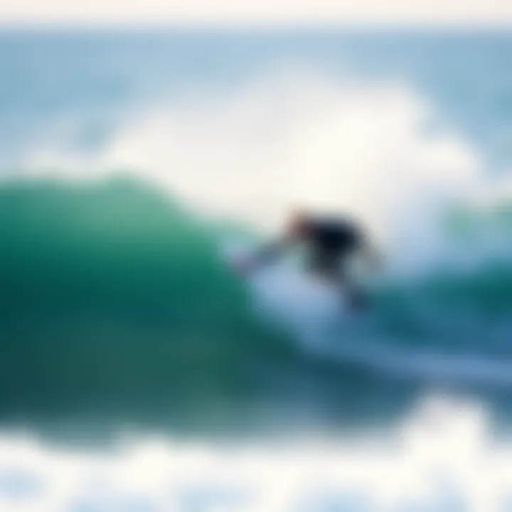 Surfing wave rider in action