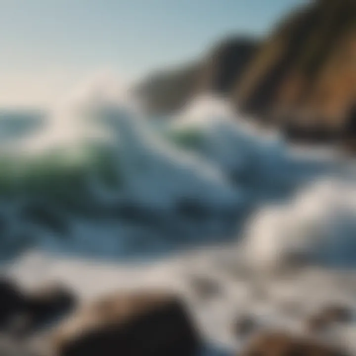 Scenic view of waves crashing against a rocky shore