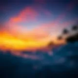 Vivid sunset over a popular surf spot in Maui