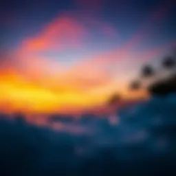 Vivid sunset over a popular surf spot in Maui