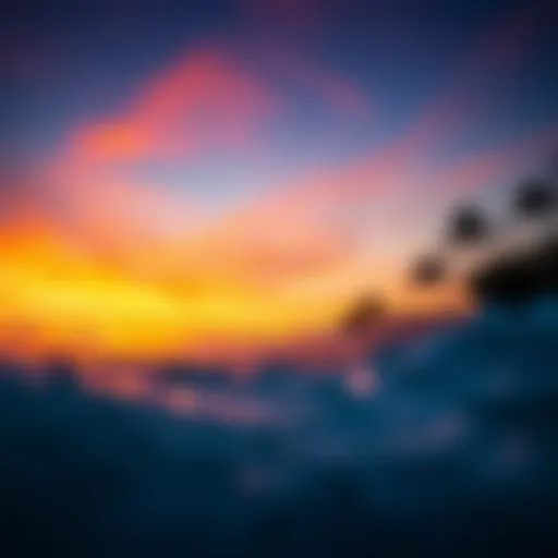 Vivid sunset over a popular surf spot in Maui