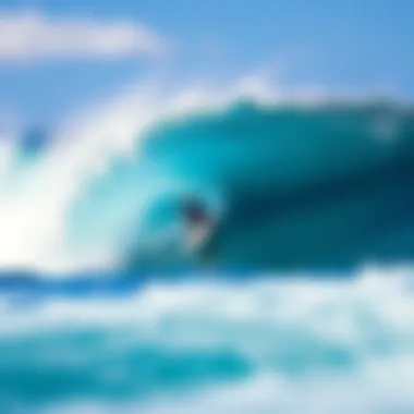 Epic Wave Ride in Maui's Pristine Waters A surfer catching a wave in clear blue water