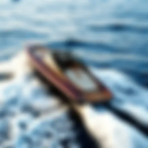 Sleek Surfing Boat in Action Sleek surfing boat gliding over waves