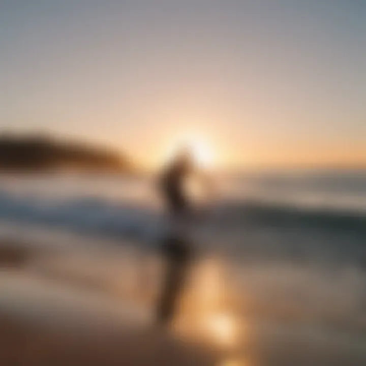 Surfer riding a wave at Surf Rider Beach during sunset