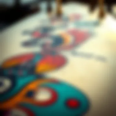 Artistry on Surfboards: A Reflection of Culture A close-up of a surfboard adorned with artistic designs