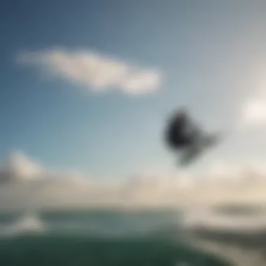 Kitesurfer soaring through the sky