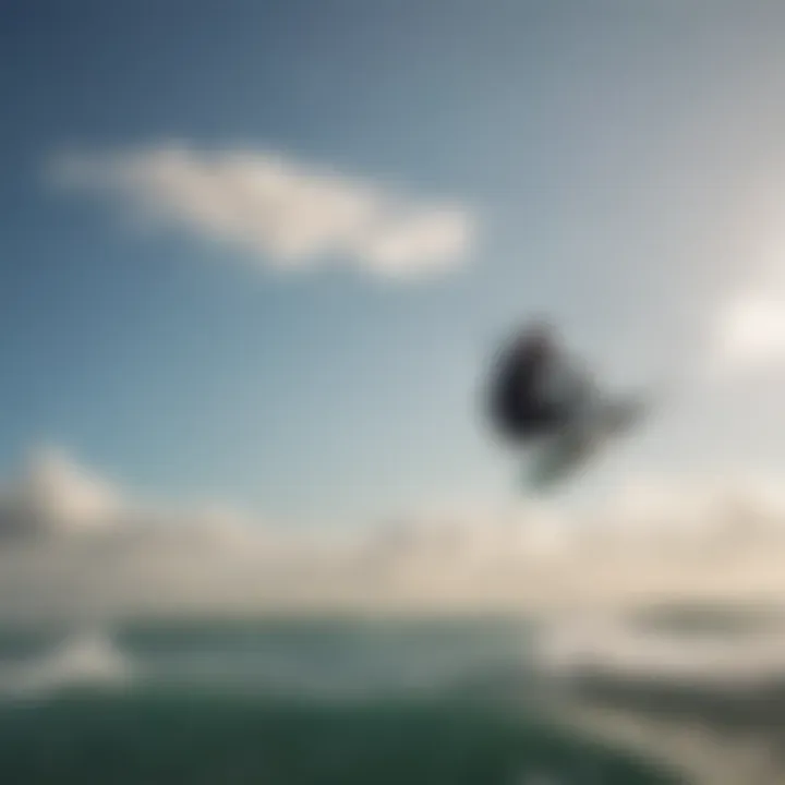 Kitesurfer soaring through the sky