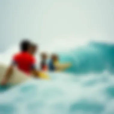 Anticipation: Surfers United in Search of the Ideal Wave A group of surfers waiting for the perfect wave