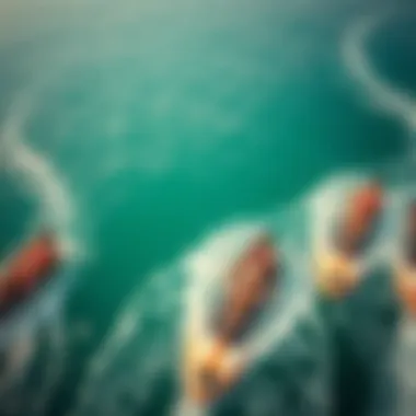 Community of E-Jet Board Enthusiasts Aerial view of a group of e-jet board enthusiasts enjoying the sport