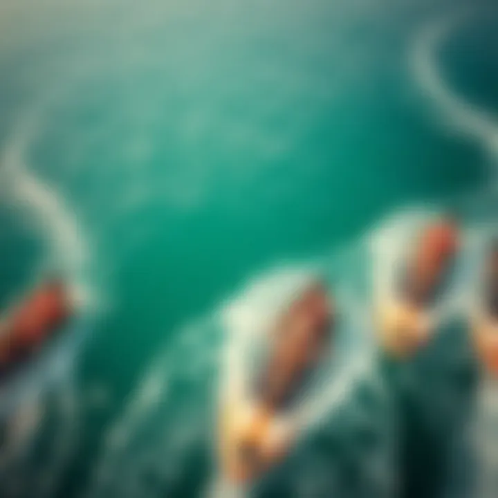 Community of E-Jet Board Enthusiasts Aerial view of a group of e-jet board enthusiasts enjoying the sport