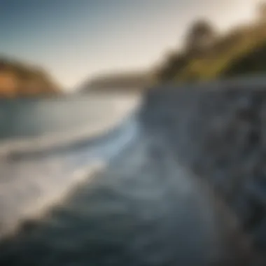 A visual representation of a curved seawall emphasizing its unique design.