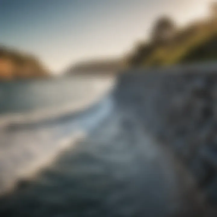 A visual representation of a curved seawall emphasizing its unique design.
