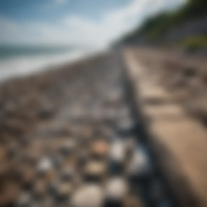 An image of a riprap seawall highlighting its natural stone materials.