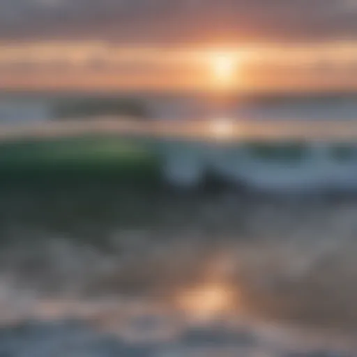 Serene waves crashing against the Galveston shoreline at dawn