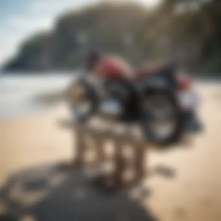 Different types of motorcycle racks for surfboards