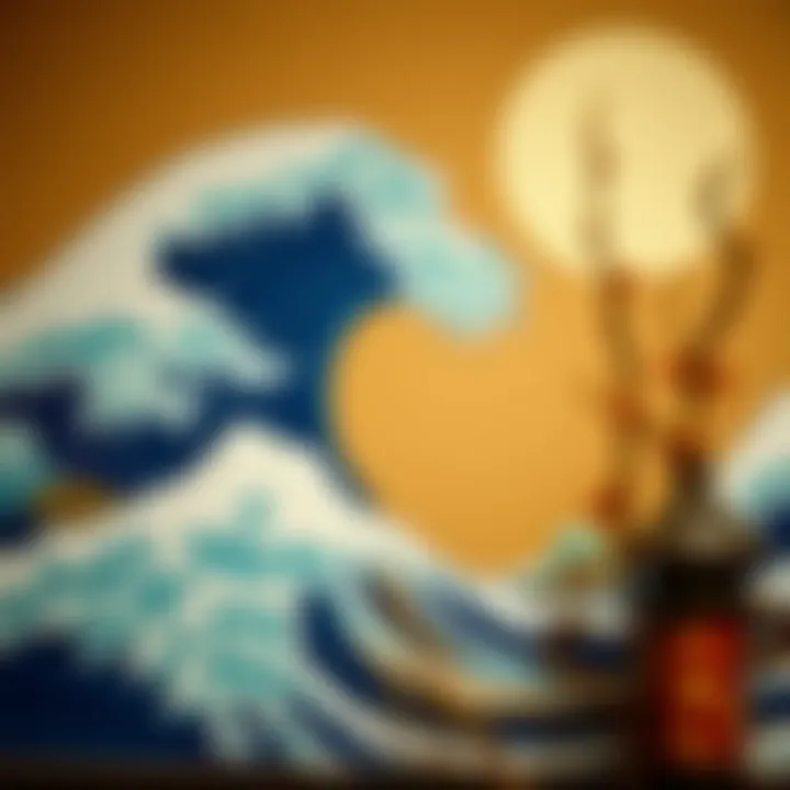 Traditional Japanese art depicting waves