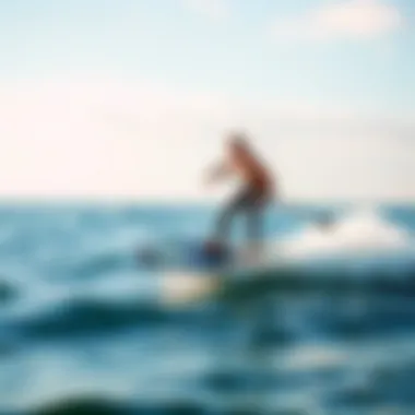 A sleek foil surfboard gliding over the water, showcasing its design and functionality.