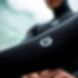 Detailed view of the Oneill Psycho wetsuit showcasing stitching and material