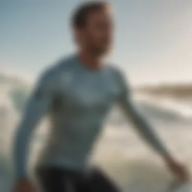 Active individual wearing O'Neill Sun Shirt while surfing