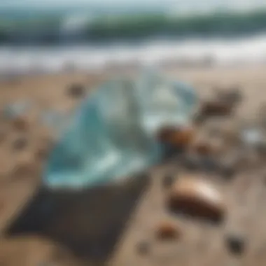 Nature's Touch: Weathering Glass through Time An artistic representation of glass shards being naturally weathered by ocean waves.