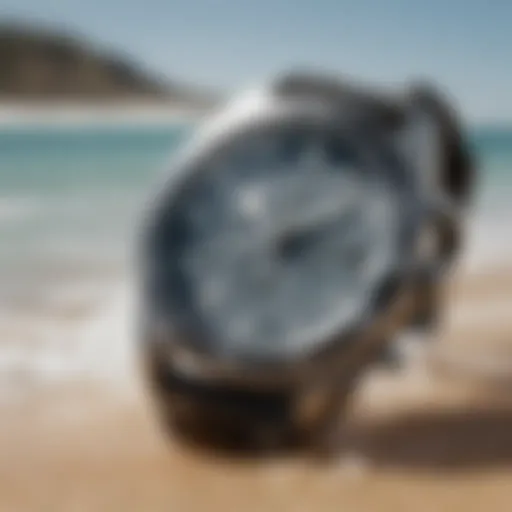 A close-up of a stylish salt water watch showcasing its durability and design.