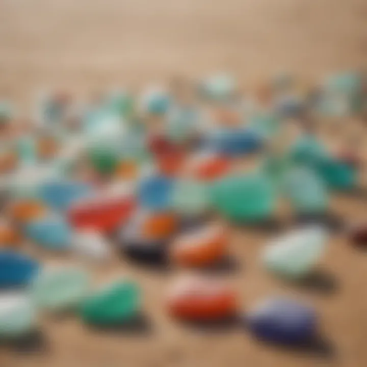 Vibrant sea glass strewn across the sandy shore of Glass Beach