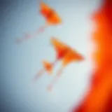 Vibrant cloth kites soaring in the sky