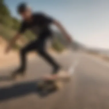 A longboarder performing a skillful maneuver