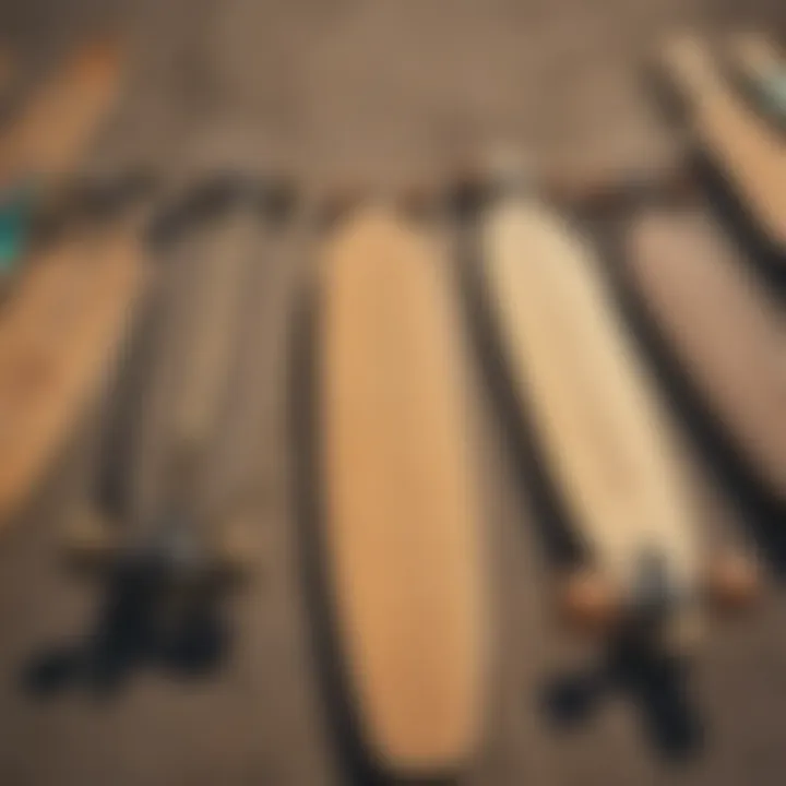 Different types of longboards lined up