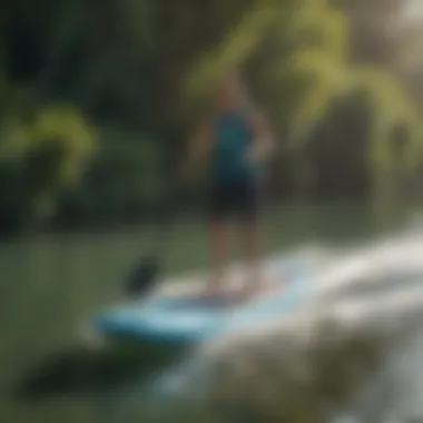 An individual enjoying a leisurely ride on a motorized SUP board